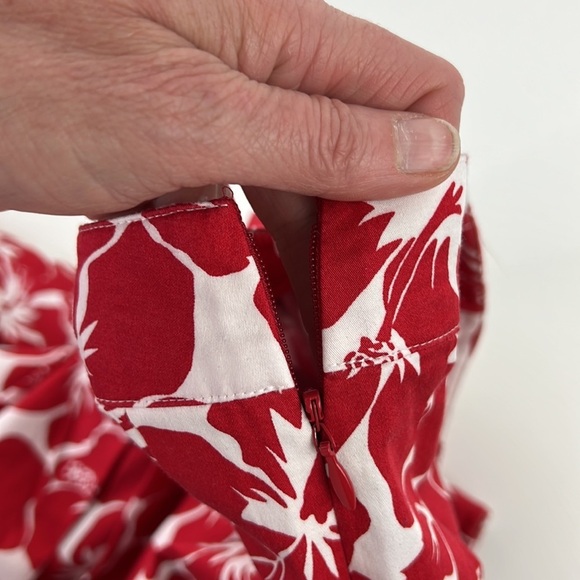 Talbots Women's cotton blend red floral midi a-line skirt - Picture 6 of 7